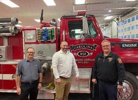 Pictured left to right , Board Chairman Randy Petrichko, Peter Karsch and Chief Scott W. Barber. 